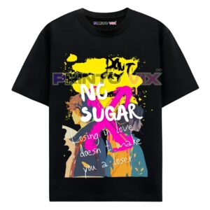 colorful no sugar graphic for t-shirt black by www.printovix.com
