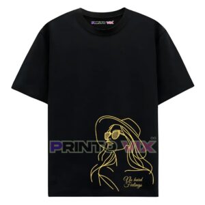 31 - PrintoVix Black t-shirt with the golden women graphics and text, www.Printovix.com