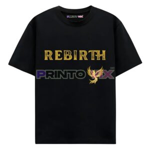 Black t-shirt with the golden Phoenix graphics, www.Printovix.com
