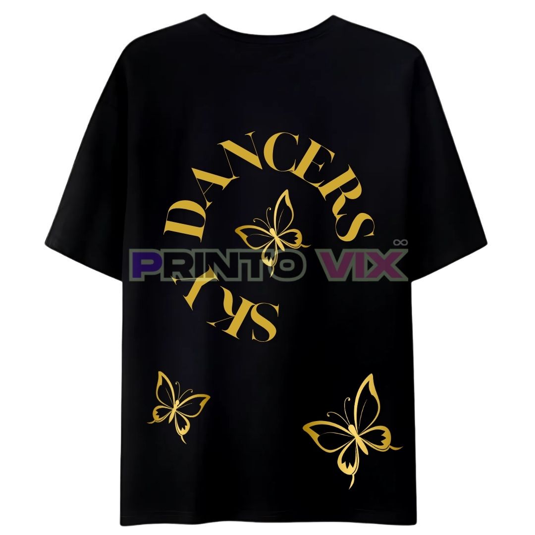 33 - PrintoVix Black t-shirt with the golden butterflies graphics, www.Printovix.com