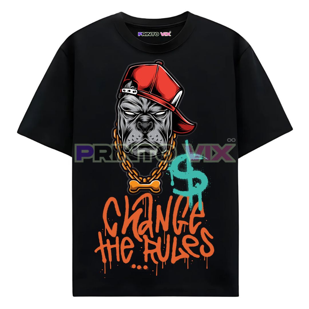 38 - PrintoVix black t-shirt with the bulldog graphics and text, www.Printovix.com
