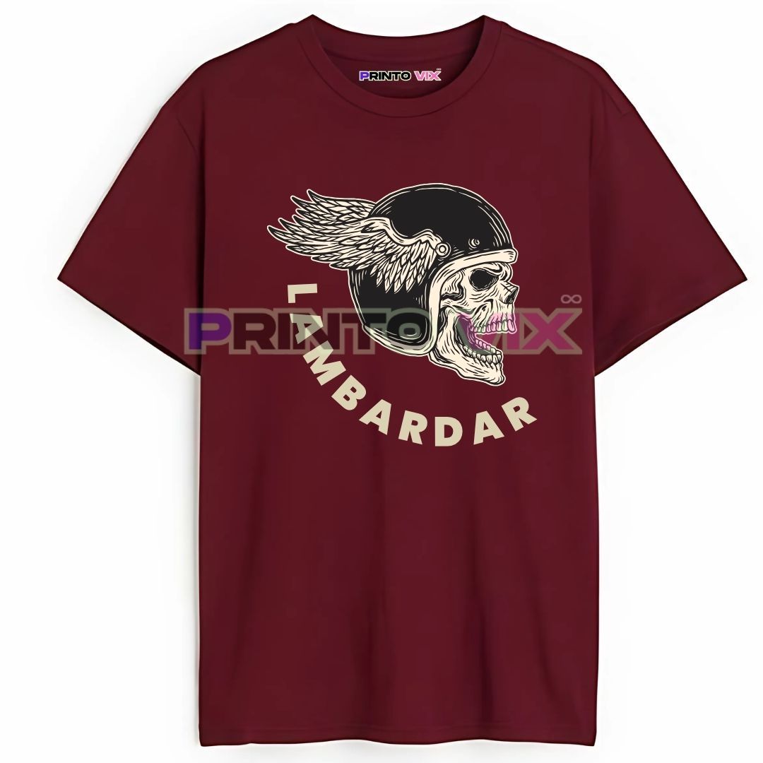 43 - PrintoVix black t-shirt with skull and lambardar text, www.Printovix.com
