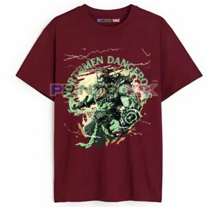 red t-shirt with Vikings graphics and Northman text, www.Printovix.com