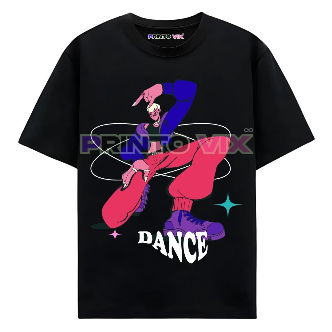 57 - PrintoVix black t-shirt with graphics and dance text, www.Printovix.com