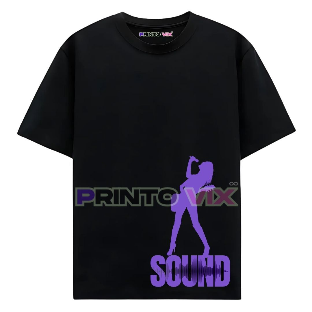 75 - PrintoVix black t-shirt with women graphics and sound text, www.Printovix.com