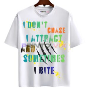 white t-shirt with colorful graphics, www.Printovix.com