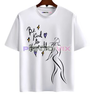 92 - PrintoVix white t-shirt with women graphics and be kind text, www.Printovix.com