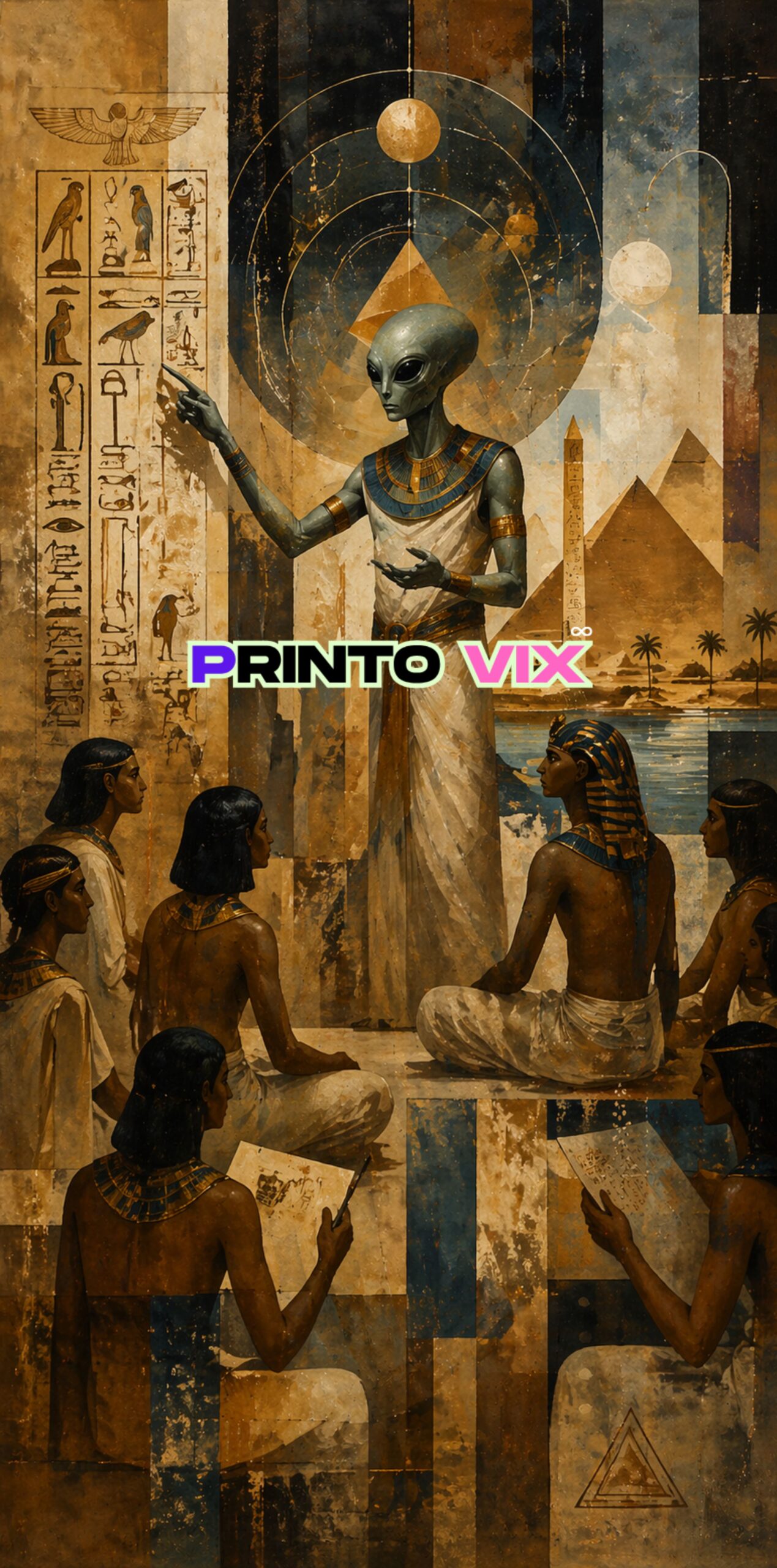 Untitled design 18 - PrintoVix alien teaching Egyptian civilization painting by printovix.com